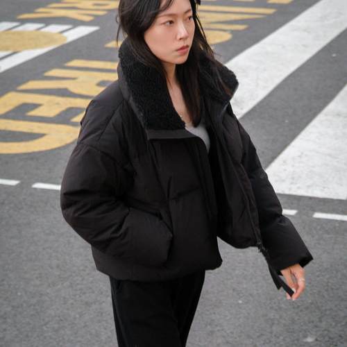 领口拼接羽绒服DIVASOLA90白鹅绒