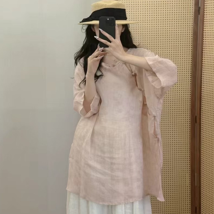 中国风中式禅意茶服苎麻素衣