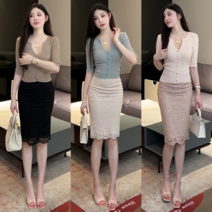 新款 姐感娇柔蕾丝肌理感半身裙女2025夏季 纯欲包臀裙 气质温柔