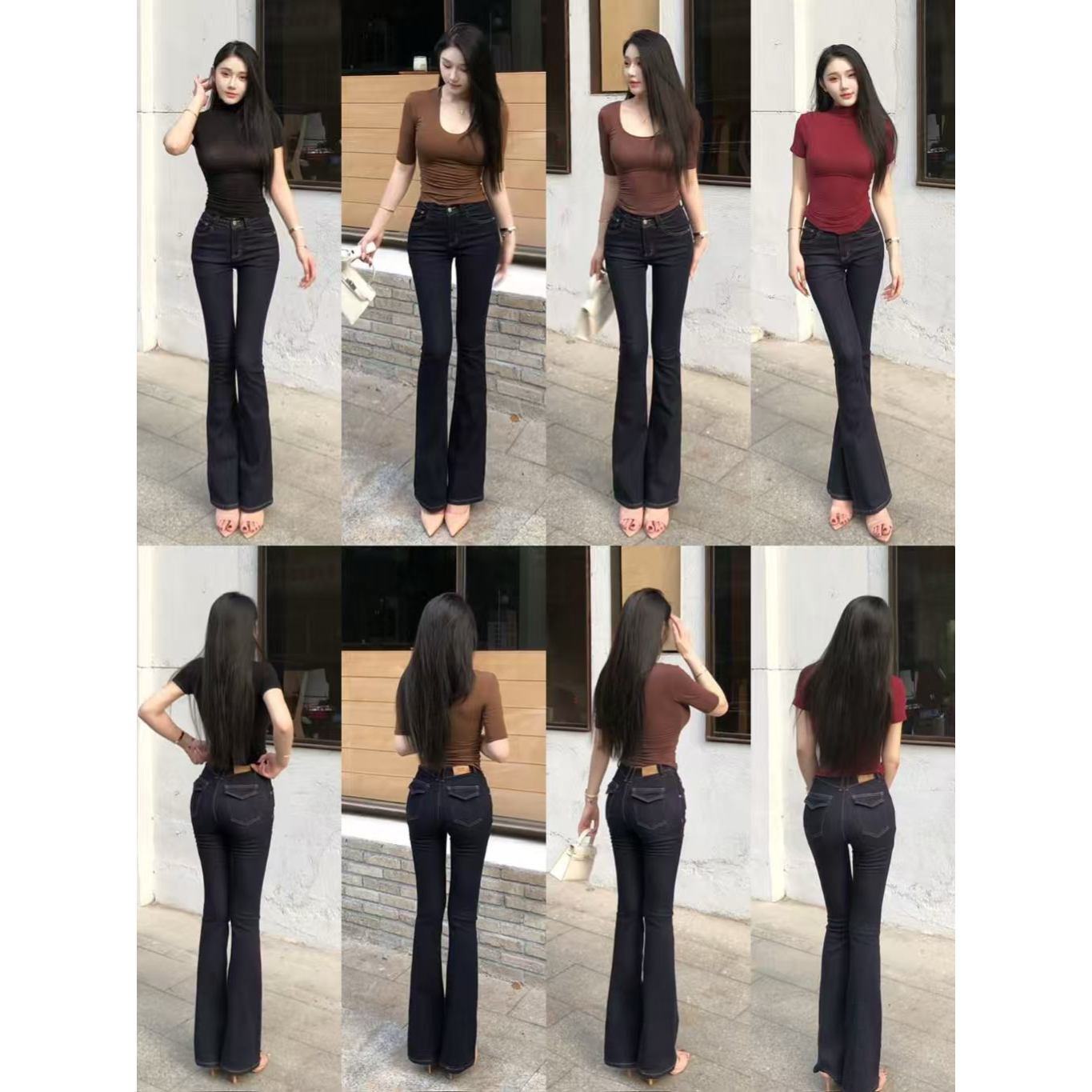 美式复古辣妹修身显瘦牛仔裤