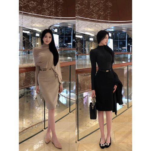 希野逸儿冬季修身中长直筒半身裙