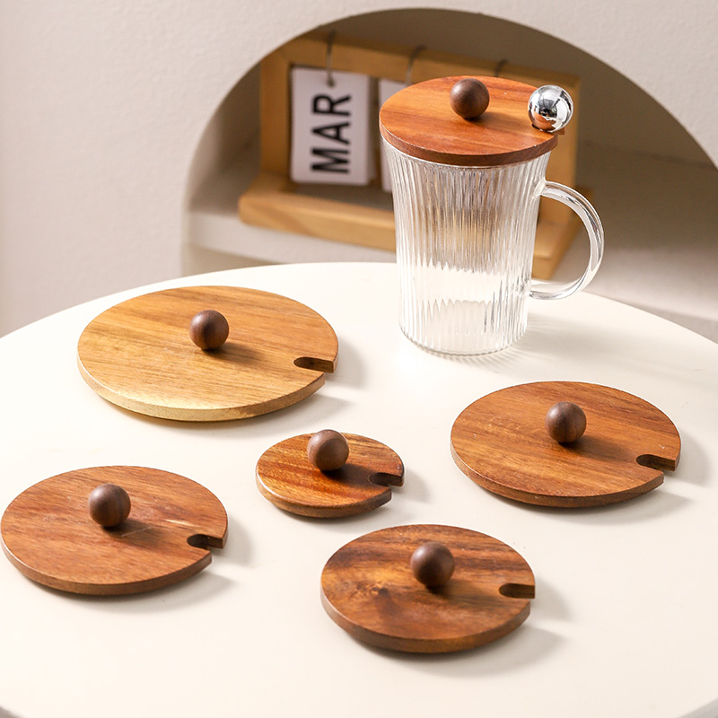 防霉相思木杯盖带缺口马克杯盖子