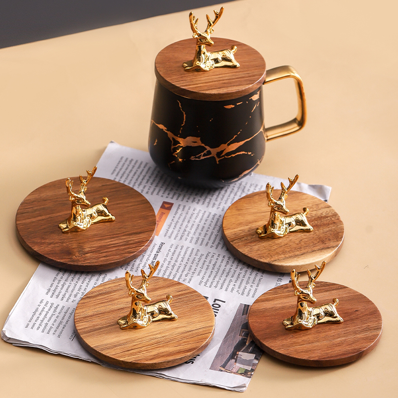 卧鹿防霉相思木马克杯盖通用单卖