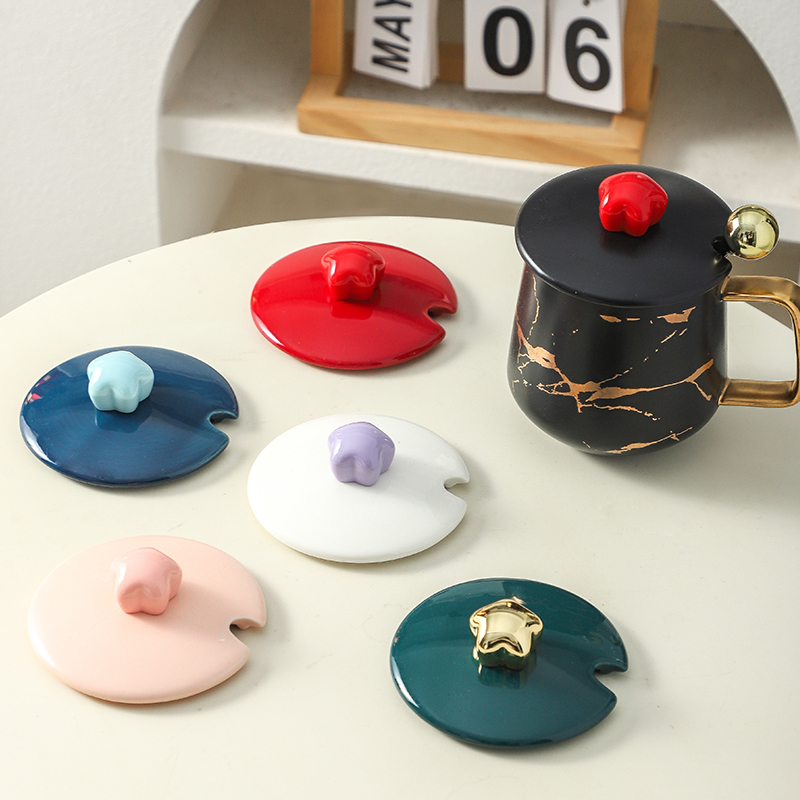 陶瓷杯盖通用带勺口马克杯盖单卖