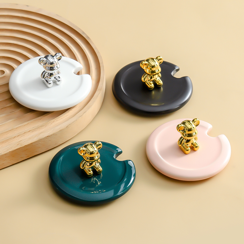 暴力熊陶瓷杯盖开口通用万能杯盖