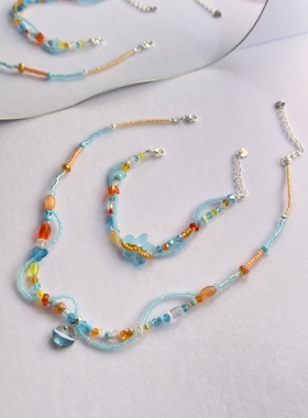 煦秋手作原创设计小米珠项链手链手工串珠孤品小众百搭捷克锁骨链