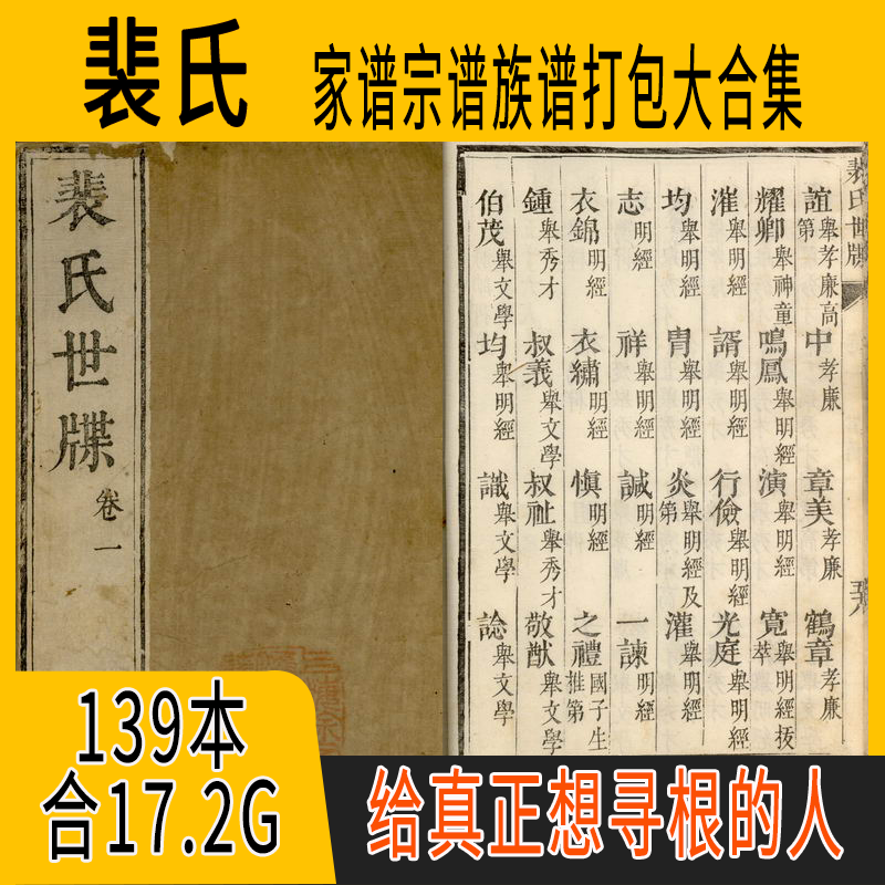 裴氏家谱 裴氏族谱  裴氏宗谱 裴姓祖谱寻根溯源研究收藏集合打包