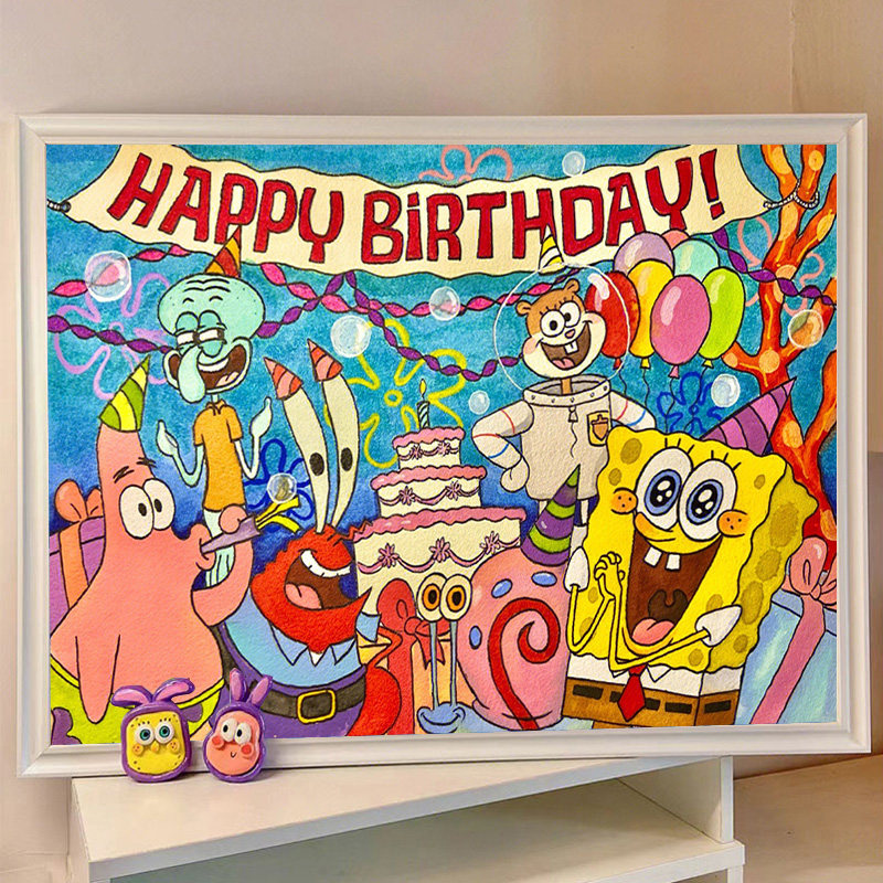 海绵宝宝钻石画客厅小件2025新的全钻石卡通十字绣休闲现代5D,居家布艺,钻石绣,淘宝优惠券,粉丝福利购,淘宝优惠卷