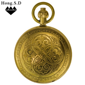 金属古铜纯铜 全自动机械怀表 老上海男女复古翻盖古董表照片定制