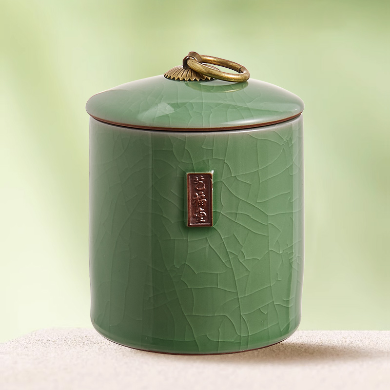 茶叶罐艺福堂密封防潮冰裂储茶罐轻奢家用茶仓多功能小罐子陶瓷