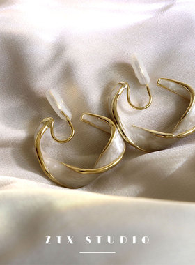 ZTX 法式圆圈耳夹无耳洞女无痛气质蚊香盘耳环小众简约高级感耳饰