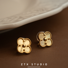 ZTX 金色四叶草耳夹无耳洞女新款轻奢高级感耳饰无痛蚊香盘耳钉