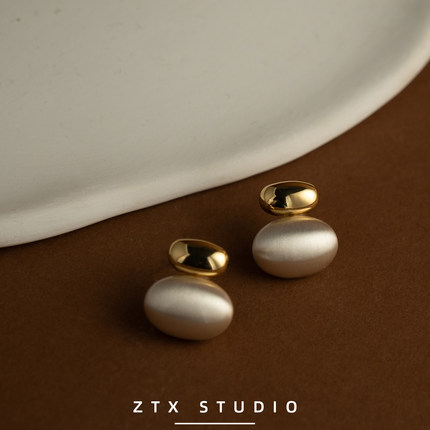 ZTX 金银拼色小豆豆无耳洞耳钉女新款小众无痛耳夹气质蚊香盘耳环