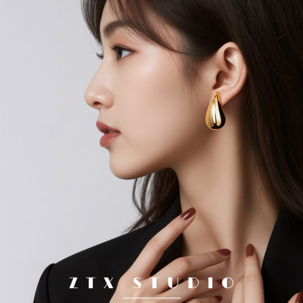 夸张水滴耳夹无耳洞女新款小众复古气质耳饰无痛蚊香盘耳环假耳钉