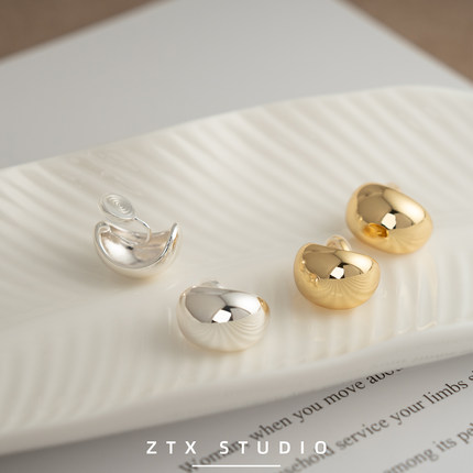 ZTX 日常简约耳夹无耳洞女小众高级感金属风耳饰气质蚊香盘耳钉