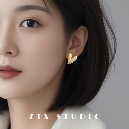 哑光金色爱心蚊香盘耳夹无耳洞女小众气质耳饰高级感无洞秋冬耳环