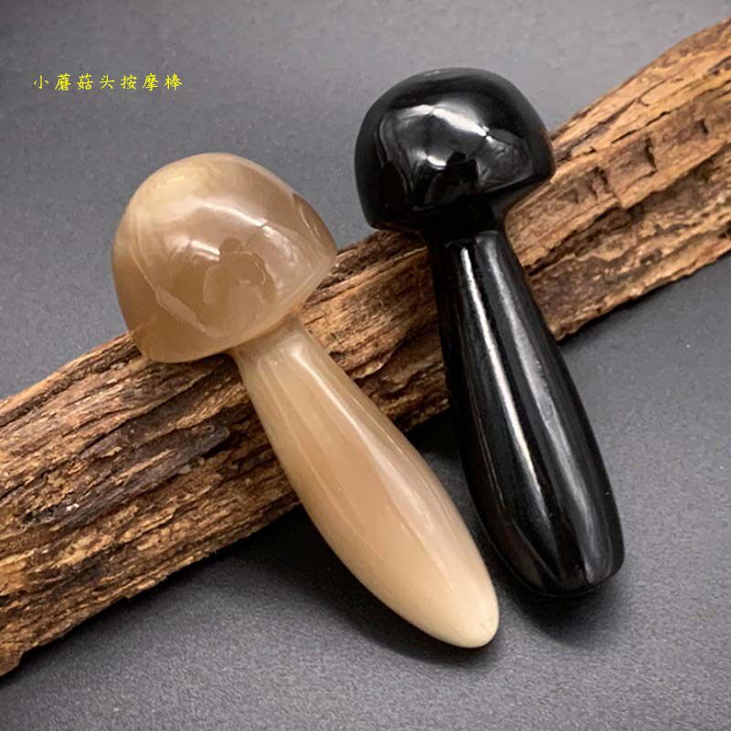 天然牦牛角按摩棒手工制作蘑菇头面部美容刮痧面霜导入棒点穴棒