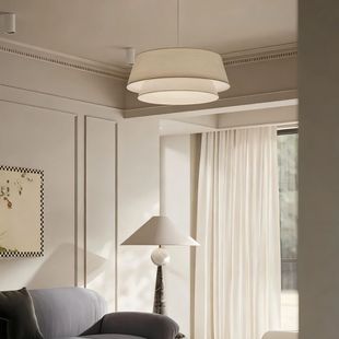 法式 侘寂风设计师酒店民宿奶油风温馨布艺灯具 中古风卧室吊灯日式