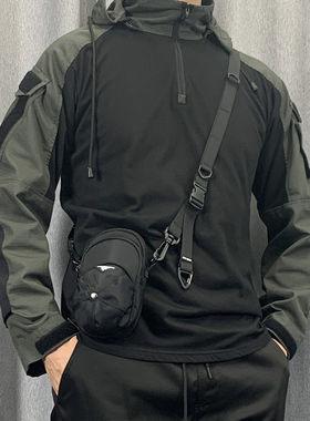 斜挎手机包男士潮牌帽子单肩小包多功能皮带腰包休闲户外机能胸包