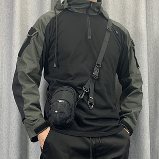 斜挎手机包男士 潮牌帽子单肩小包多功能皮带腰包休闲户外机能胸包