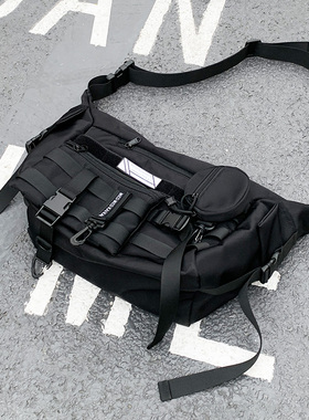 可拆卸模块斜挎包男街头潮牌百搭大容量工装单肩包机能风学生书包