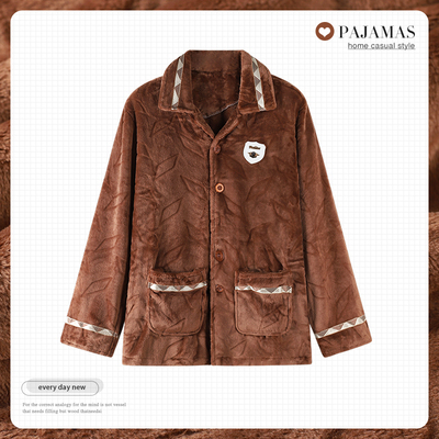 法兰绒单件上衣中老年睡衣珊瑚绒