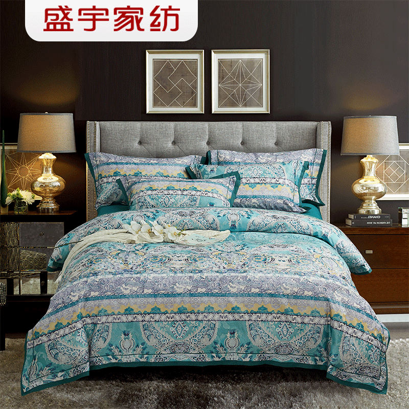 盛宇家纺网红款欧式印花四件套1.5m1.8米床单被套床上用品克拉德