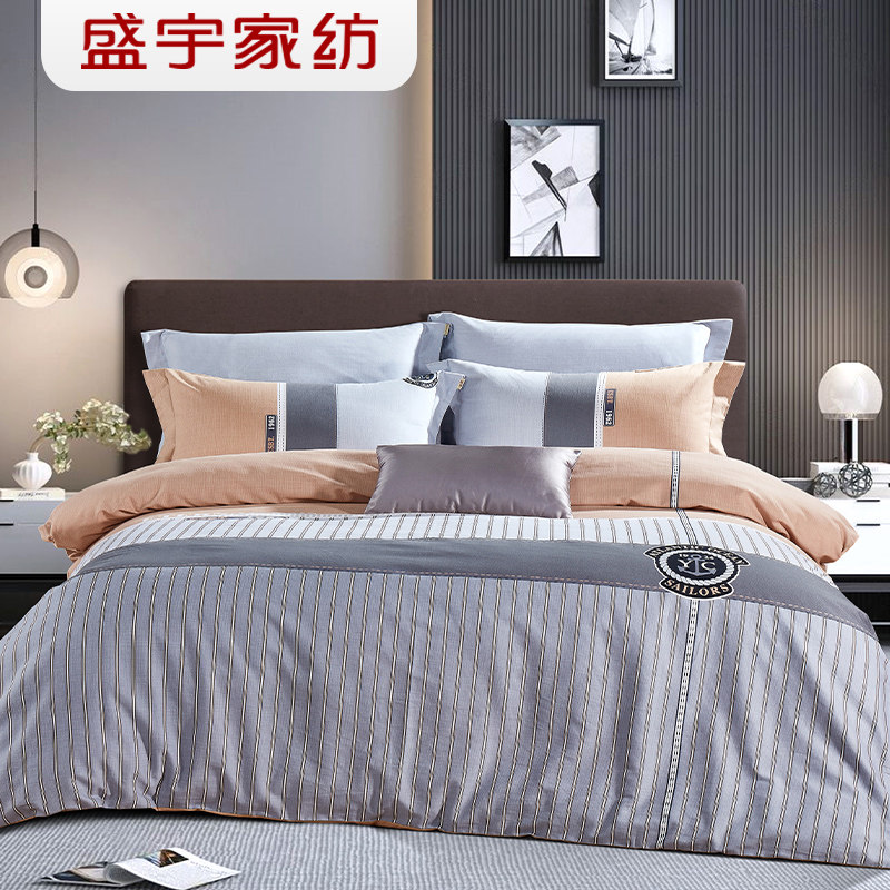 盛宇家纺床上用品全棉纯棉四件套磨毛网红北欧简约风床单被套