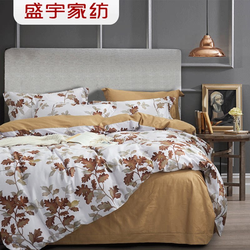 盛宇家纺多珍纺纯棉枫叶四件套图片