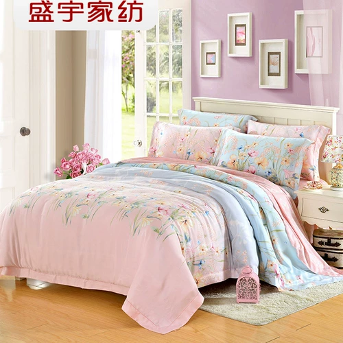 盛宇 Летний двусторонний комплект, шелковистое покрывало, простыня, пододеяльник, 4 предмета, европейский стиль, 1.5м