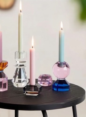 BB家生活馆烛台 丹麦Hübsch彩色几何水晶玻璃装饰烛台摆件hubsch