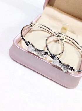 蝴蝶结999纯银宝宝婴儿满月周岁