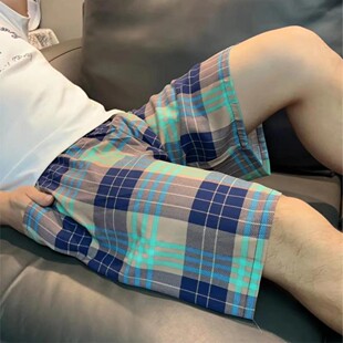 夏棉绸睡裤男士夏季薄款大码宽松短裤休闲透气花裤外穿五分沙滩裤