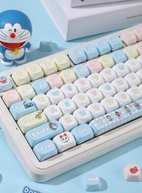 哆啦a梦键帽moa高度PBT热升华个性女生68 75 87 98 104 108键盘帽