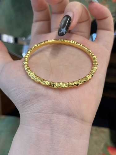 足金黄金锤纹手镯送女友礼物