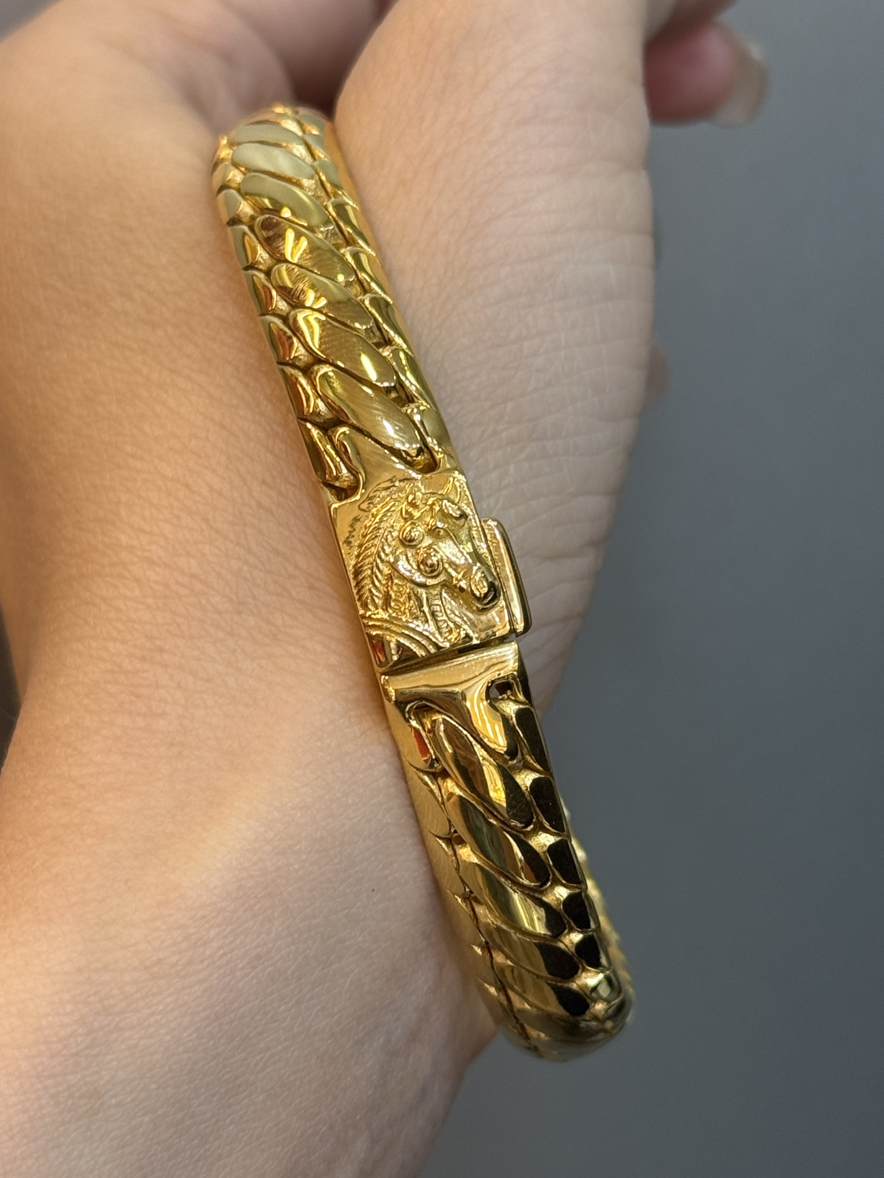 足金黄金三马鞭马头手链送女友礼物