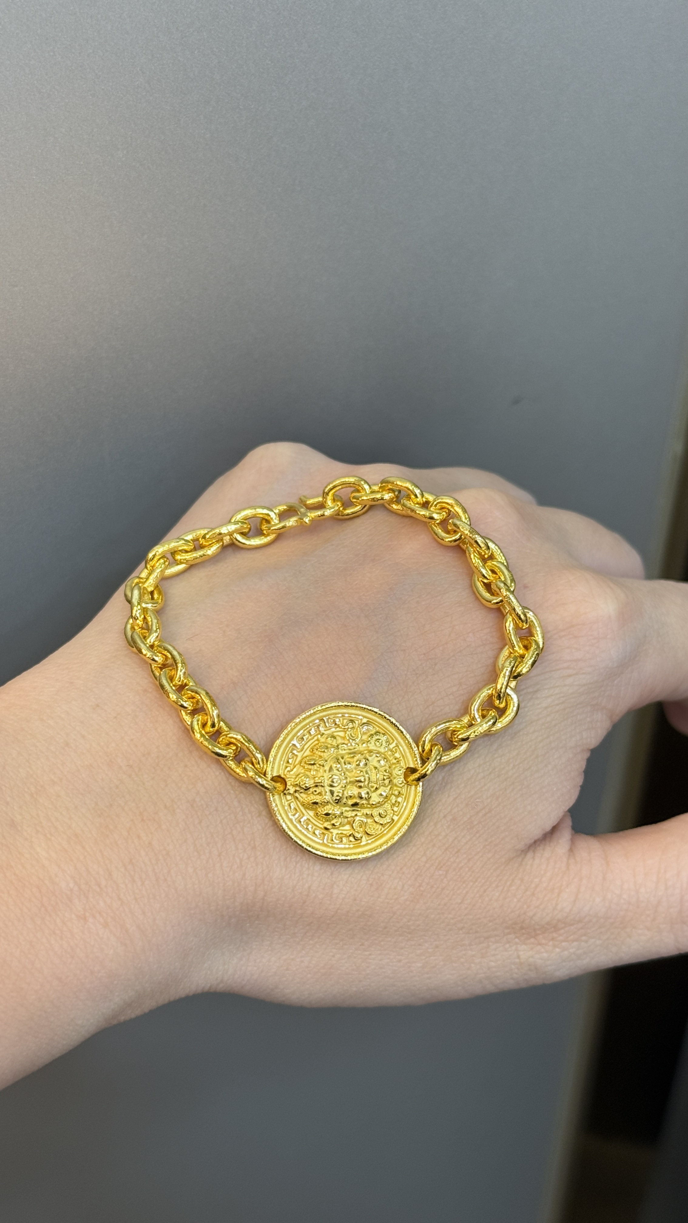 足金黄金黄财神手工手链送女友礼物