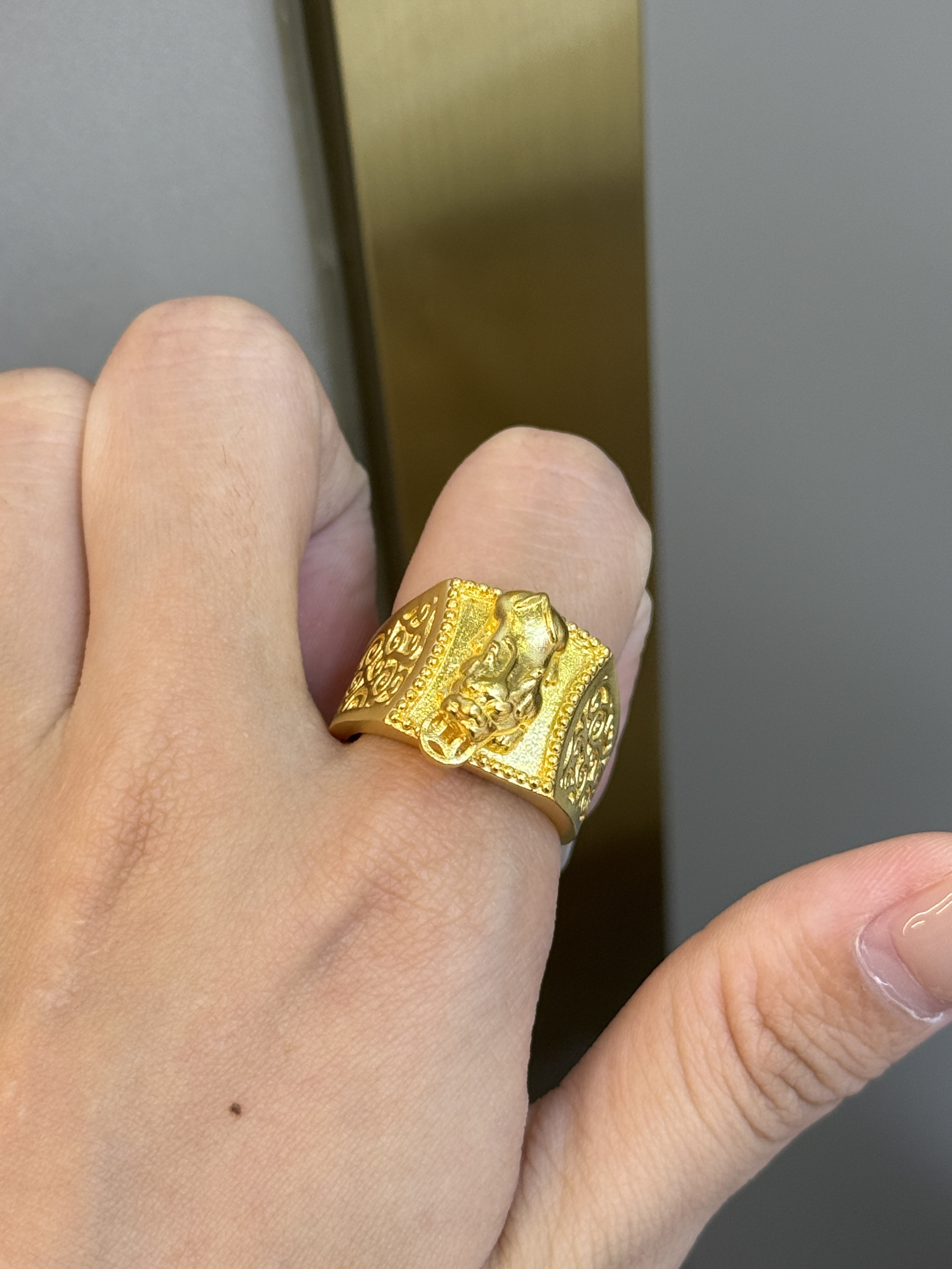足金黄金貔貅戒指送男友礼物