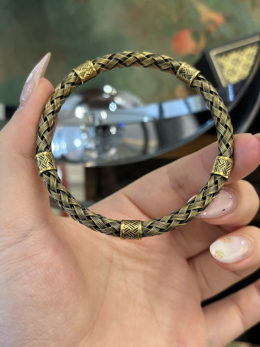 足金黄金黑金结结编织手镯送女友礼物