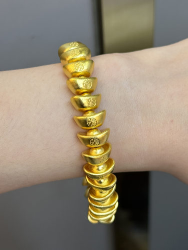 足金黄金元宝手串送女友礼物