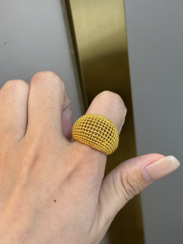 足金黄金镜面面包戒指送女友礼物