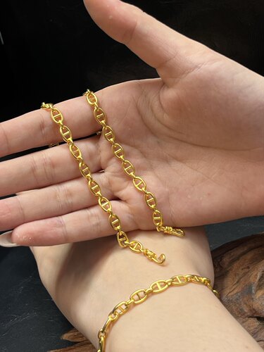 足金黄金猪鼻子手链送男友礼物