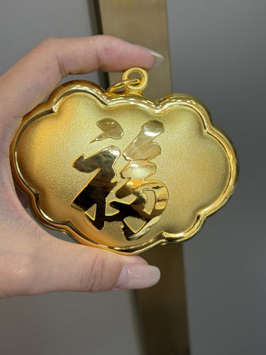 足金黄金福锁包吊坠送女友礼物