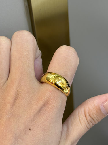 足金黄金镜面蛇肚戒指送女友礼物
