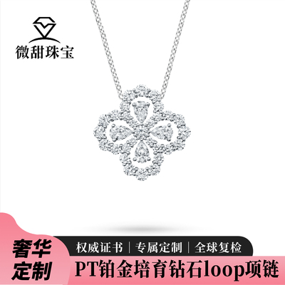 18K金培育真钻石LOOP锁骨链耳钉
