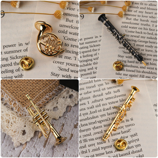 镀金萨克斯小号圆号长笛大号小提琴胸针送男女朋友老师情人节礼物