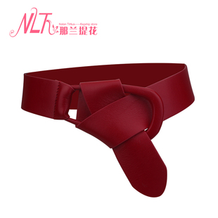 羊皮寬腰帶女打結(jié)簡(jiǎn)約休閑裝 飾皮帶配連衣裙大衣百搭真皮寬腰封軟