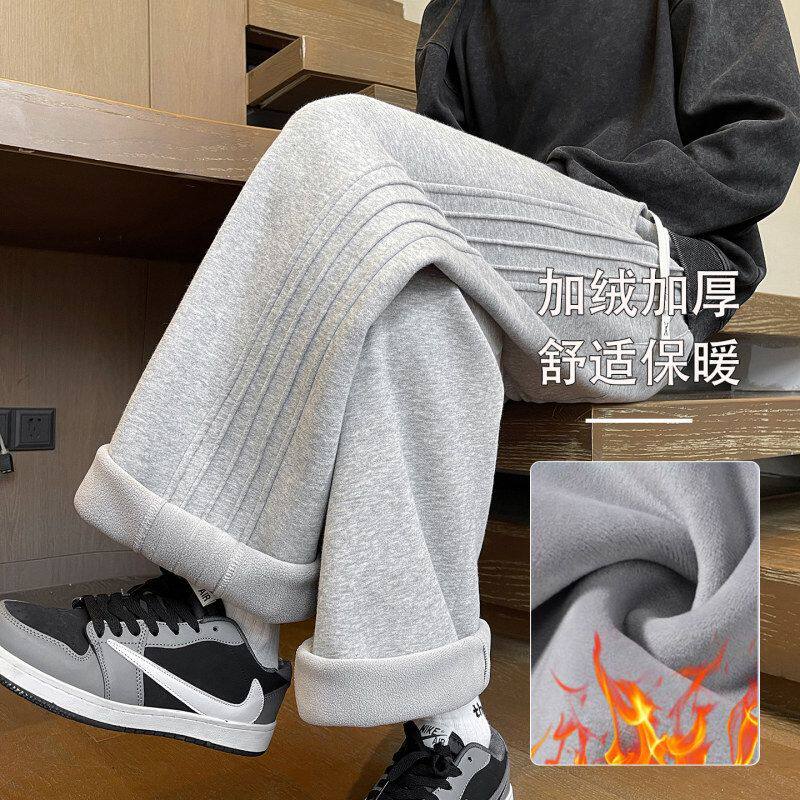 秋冬季工装裤男款潮牌加长版加绒加厚休闲长裤男生青少年直筒宽松