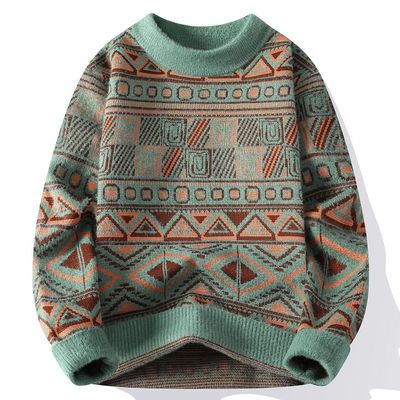 水貂绒毛衣男秋冬季线衣青少年初中高中学生羊绒衫加厚针织打底衫