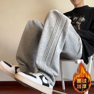 秋冬季加绒加厚休闲长裤子男高中初中学生青少年大童帅气运动卫裤